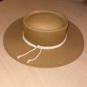 NWOT Anthropologie Boater Rope Straw Hat in Honey OS